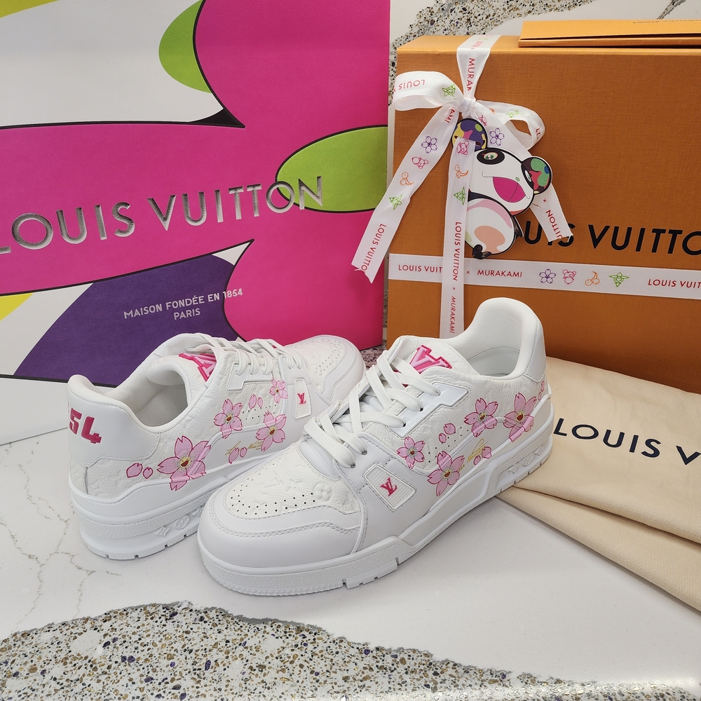 LOUIS VUITTON 2025 LV x TM Takashi Murakami Cherry Blossom Trainer Sneaker 39